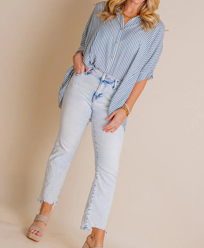 Women's Oversized Striped Button-down Shirt (Buy 2 Free Shipping)