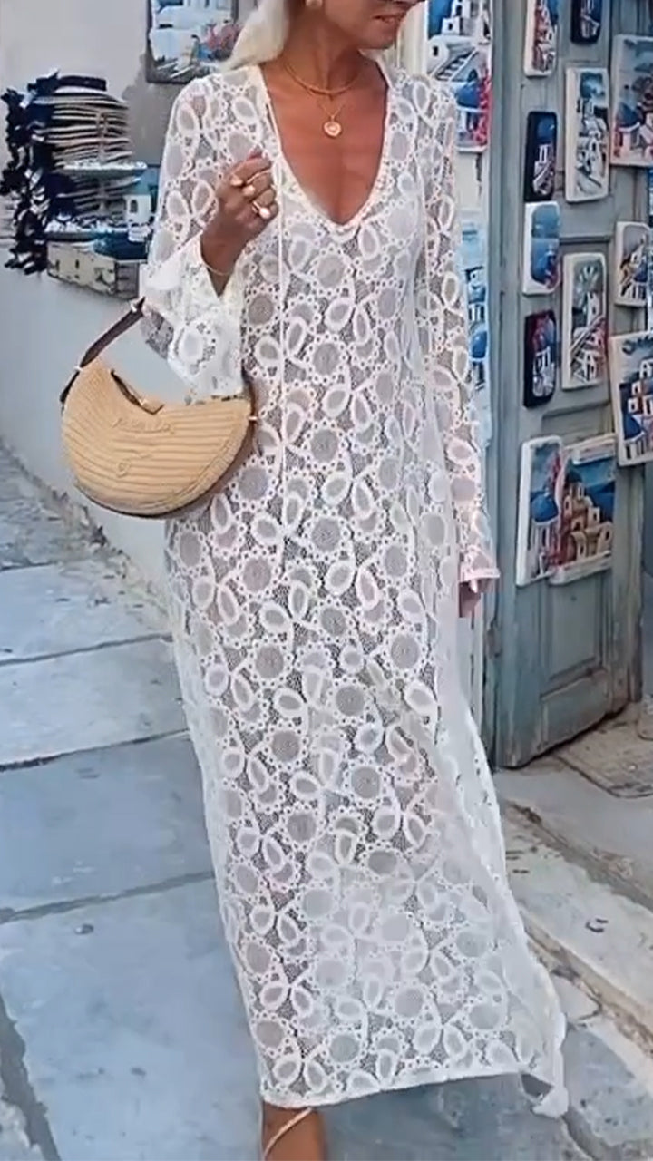 Women's V-neck Hollow Casual Holiday Dress