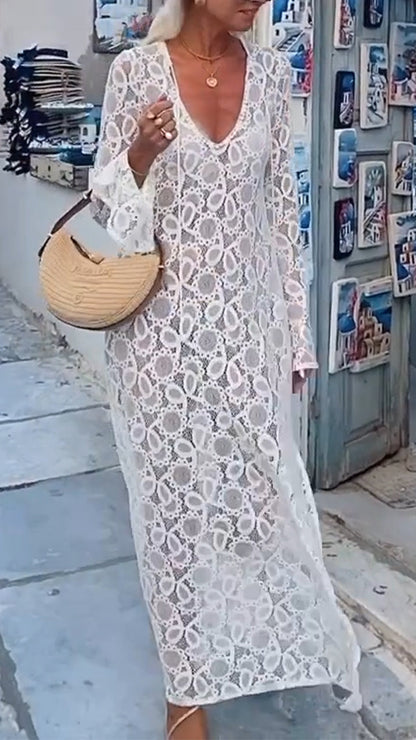 Women's V-neck Hollow Casual Holiday Dress