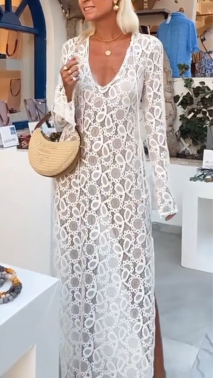 Women's V-neck Hollow Casual Holiday Dress
