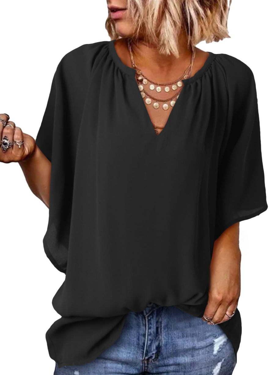 Women's Lightweight V Neck Flowy Blouse (Buy 3 Free Shipping)