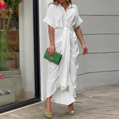 🔥Casual Lapel Neck Waist Print Shirt Dress🔥