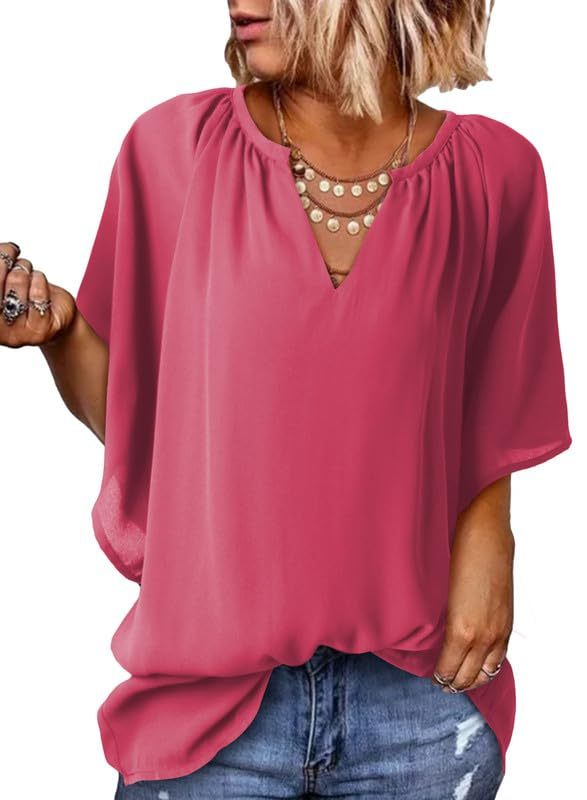 Women's Lightweight V Neck Flowy Blouse (Buy 3 Free Shipping)