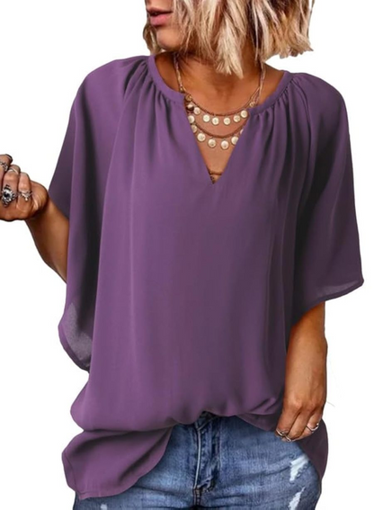 Women's Lightweight V Neck Flowy Blouse (Buy 3 Free Shipping)