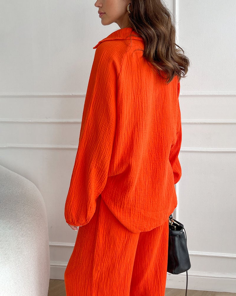 AUTUMN SIMPLE V-NECK CASUAL TWO-PIECE SET (BUY 2 FREE SHIPPING)