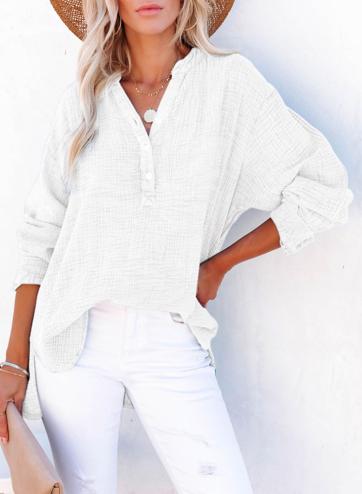 Women's Casual V-Neck Gauze Blouse (Buy 2 Free Shipping)