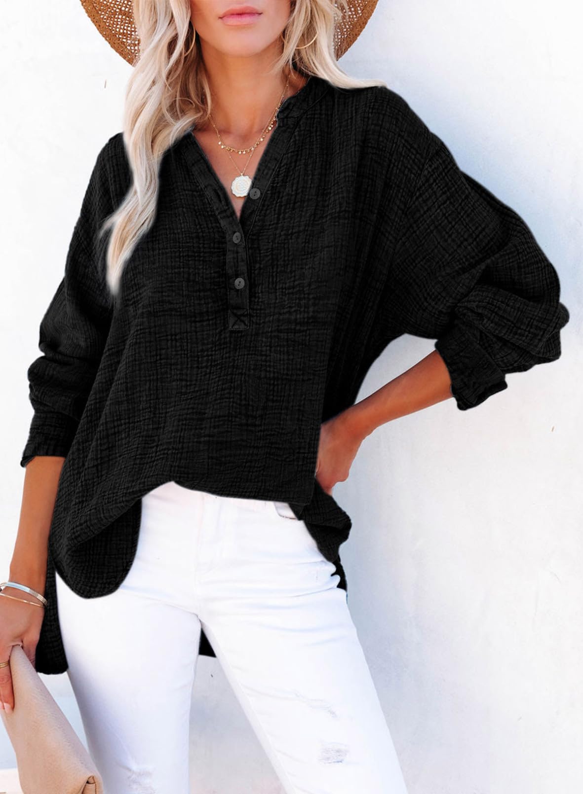 Women's Casual V-Neck Gauze Blouse (Buy 2 Free Shipping)