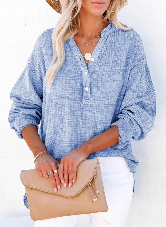 Women's Casual V-Neck Gauze Blouse (Buy 2 Free Shipping)