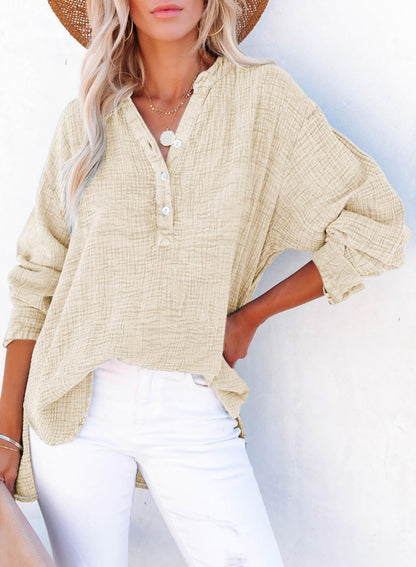 Women's Casual V-Neck Gauze Blouse (Buy 2 Free Shipping)