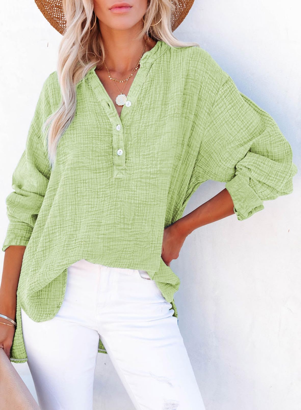 Women's Casual V-Neck Gauze Blouse (Buy 2 Free Shipping)