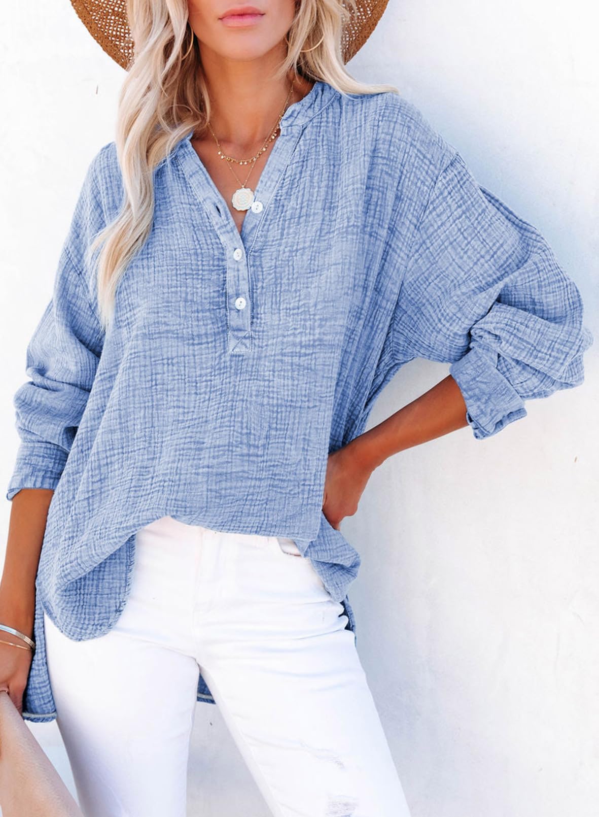 Women's Casual V-Neck Gauze Blouse (Buy 2 Free Shipping)