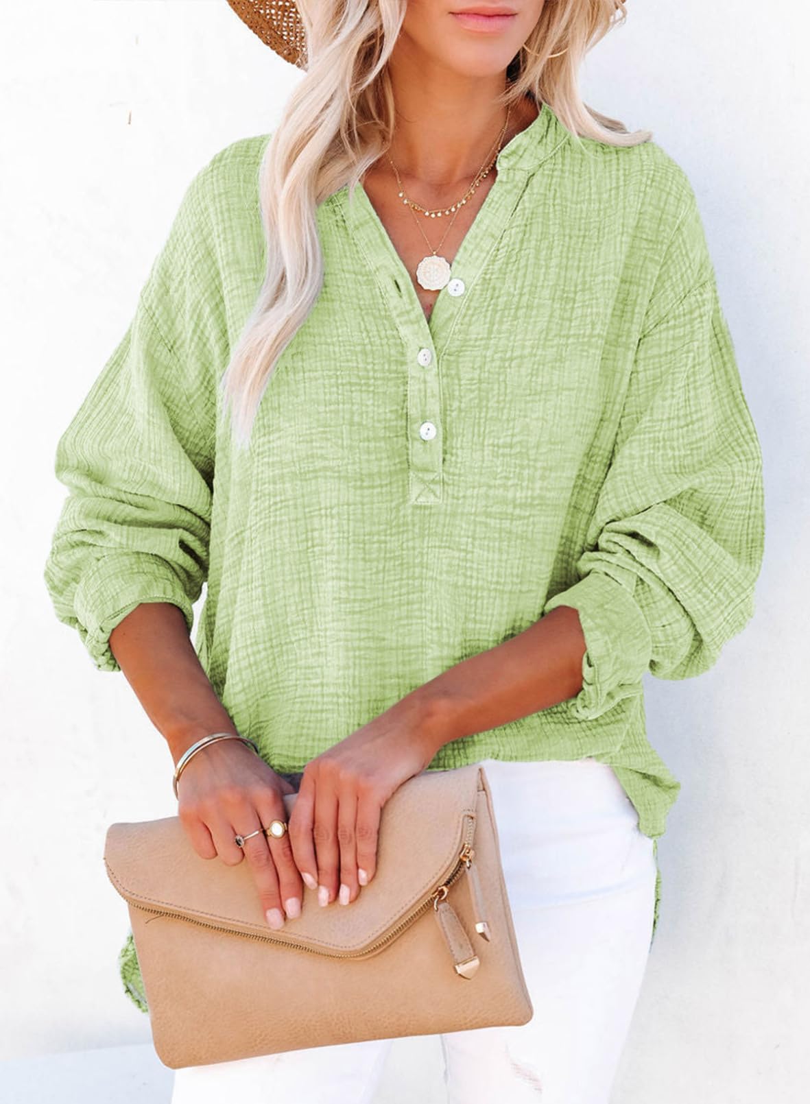 Women's Casual V-Neck Gauze Blouse (Buy 2 Free Shipping)