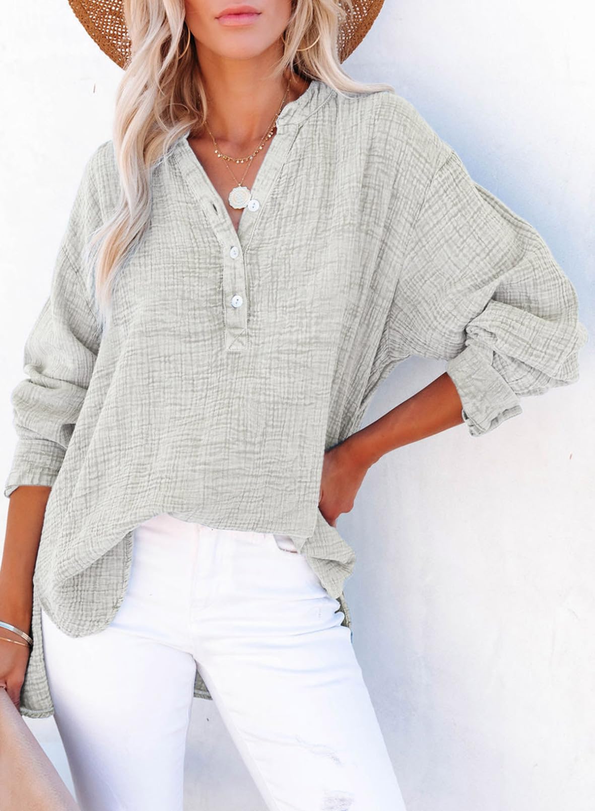 Women's Casual V-Neck Gauze Blouse (Buy 2 Free Shipping)