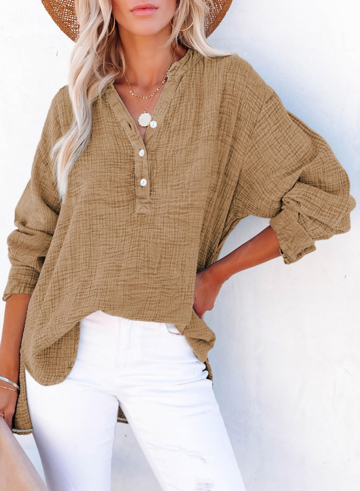 Women's Casual V-Neck Gauze Blouse (Buy 2 Free Shipping)