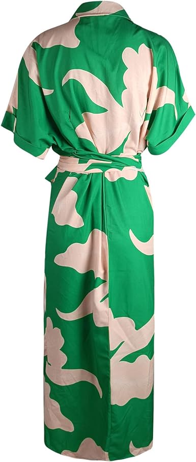 🔥Casual Lapel Neck Waist Print Shirt Dress🔥