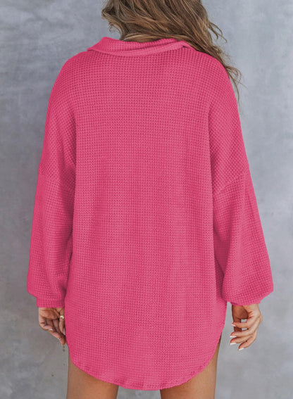 Women's Waffle Knit Long Sleeve Sweatshirt (Buy 2 Free Shipping)