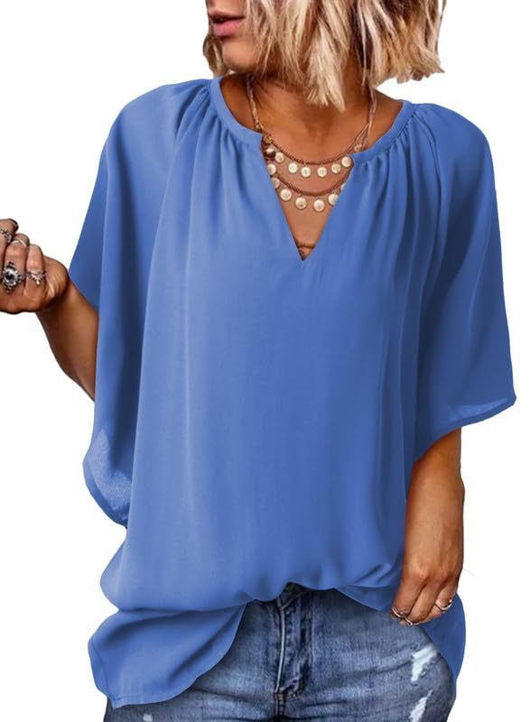 Women's Lightweight V Neck Flowy Blouse (Buy 3 Free Shipping)