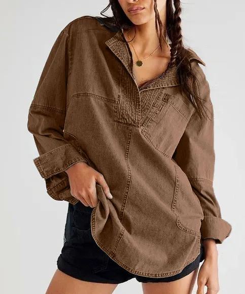 Women's V-Neck Denim Pullover Shirt (Buy 2 Free Shipping)
