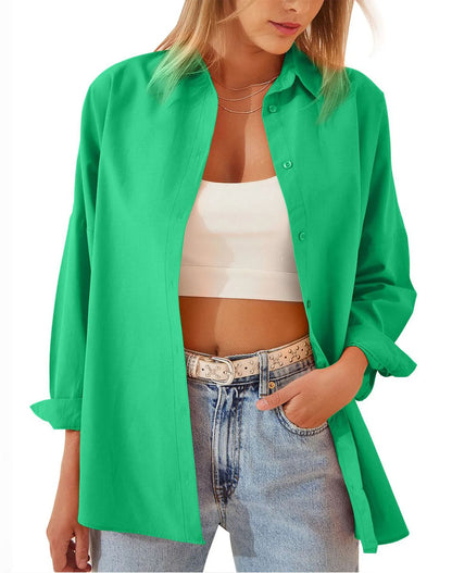 Women's Loose Casual Long Sleeve Shirt Cardigan