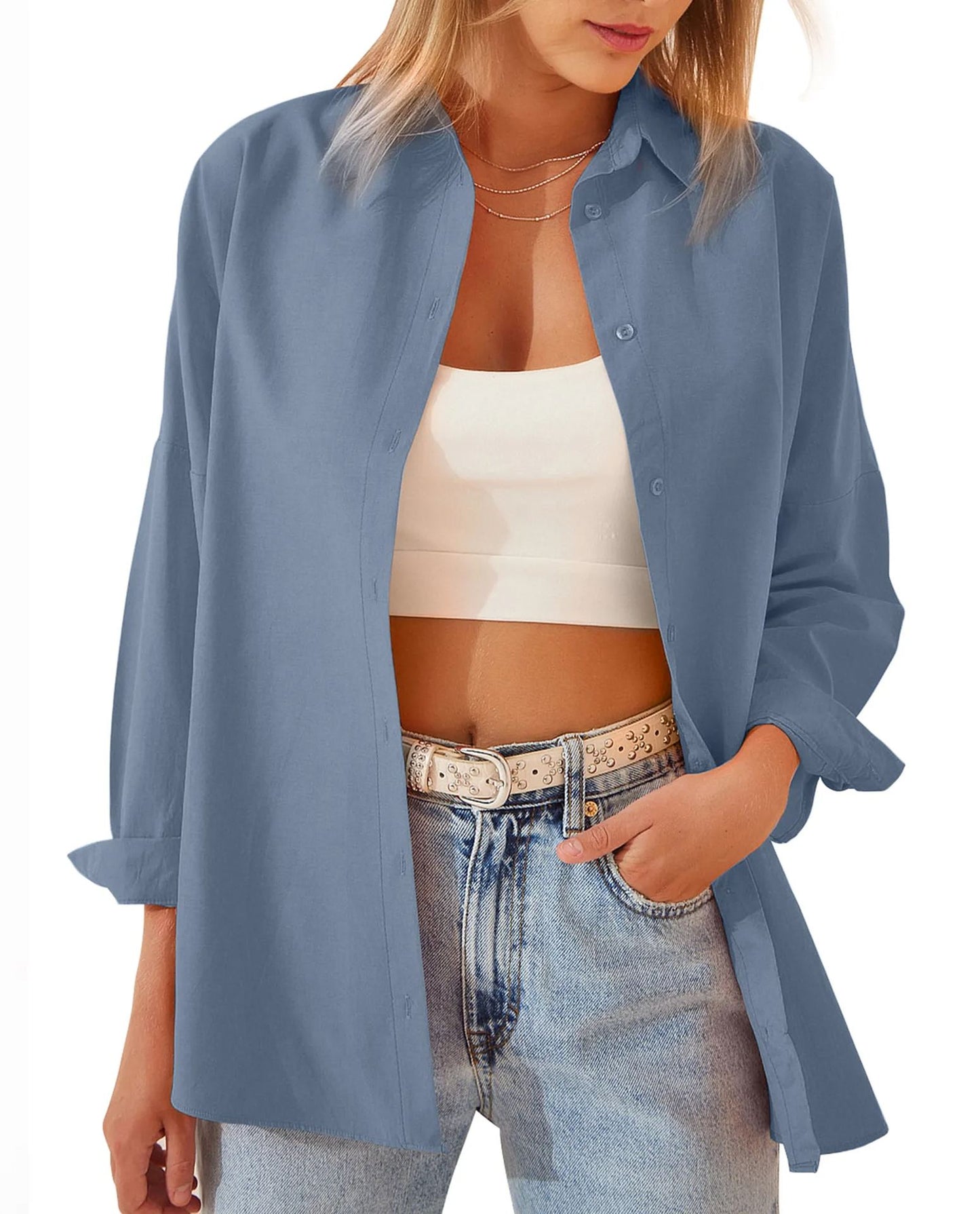 Women's Loose Casual Long Sleeve Shirt Cardigan