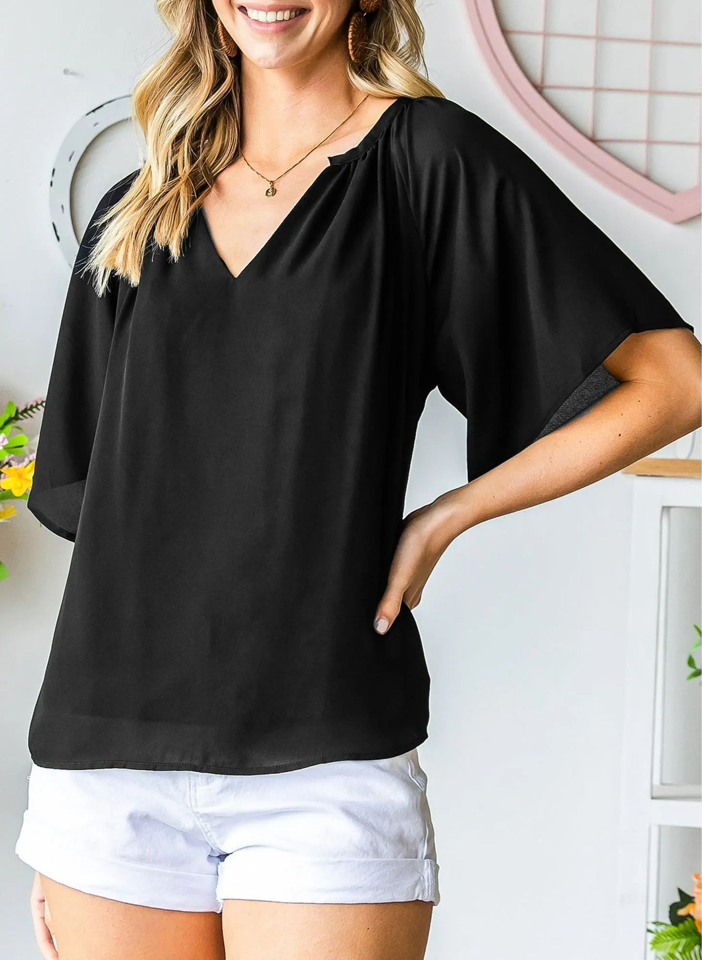Women's Lightweight V Neck Flowy Blouse (Buy 3 Free Shipping)