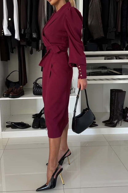 Women's Solid Color Elegant V-neck Dress
