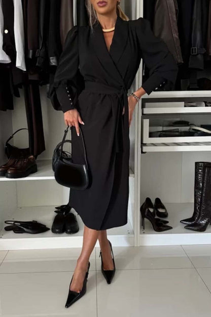 Women's Solid Color Elegant V-neck Dress